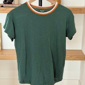 Madewell Whisper Cotton Rib-Crewneck Ringer Tee - Forest - S